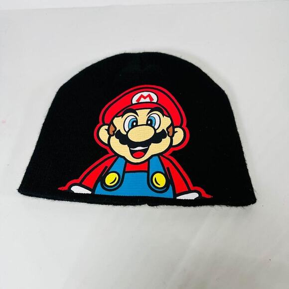 Nintendo Super Mario Bros Mario Beanie Adult One Size Black - Picture 1 of 2